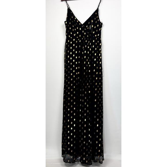 NWT Lulus XL Galaxy Lights Black and Gold Polka Dot Sleeveless Maxi Dress - Picture 14 of 14